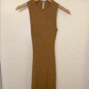 Bec & Bridge Mustard Ribbed Midi Dress
